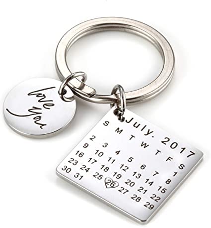 Personalised Calendar Date Engraved Keyring & Keychain