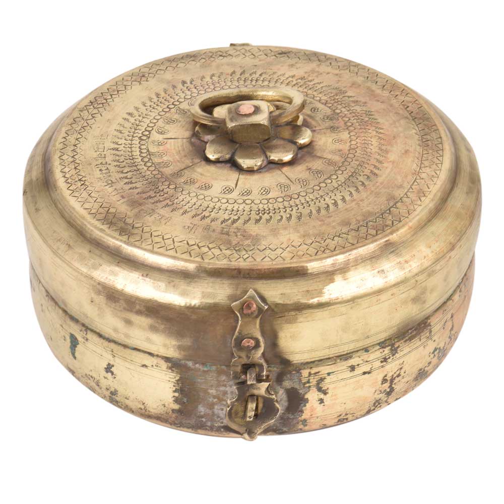 Engraved brass tiffin box